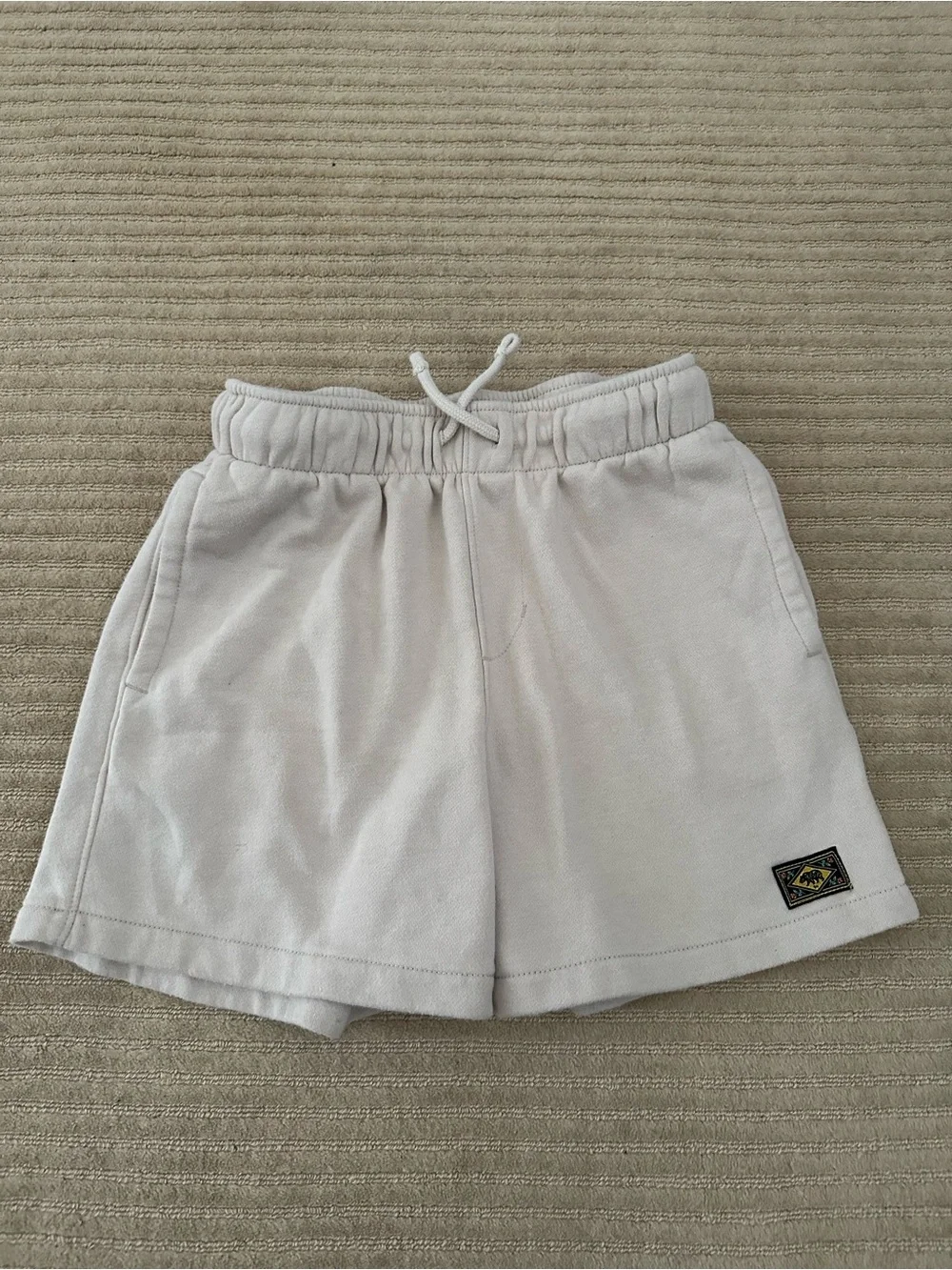 Old navy kids size L Cream Drawstring Lounge Shorts with Logo Patch